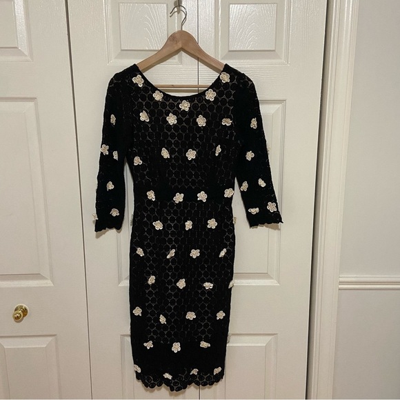 Dolce and Gabbana Crochet Floral Little Black Lace Dress LBD Size Small - Picture 2 of 16